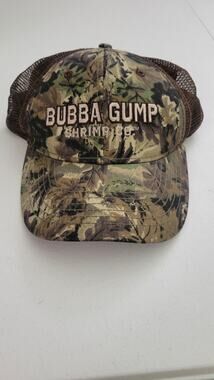 Bubba Gump Shrimp Co Camo Trucker Hat Snapback Brown Mesh Adjustable Cap